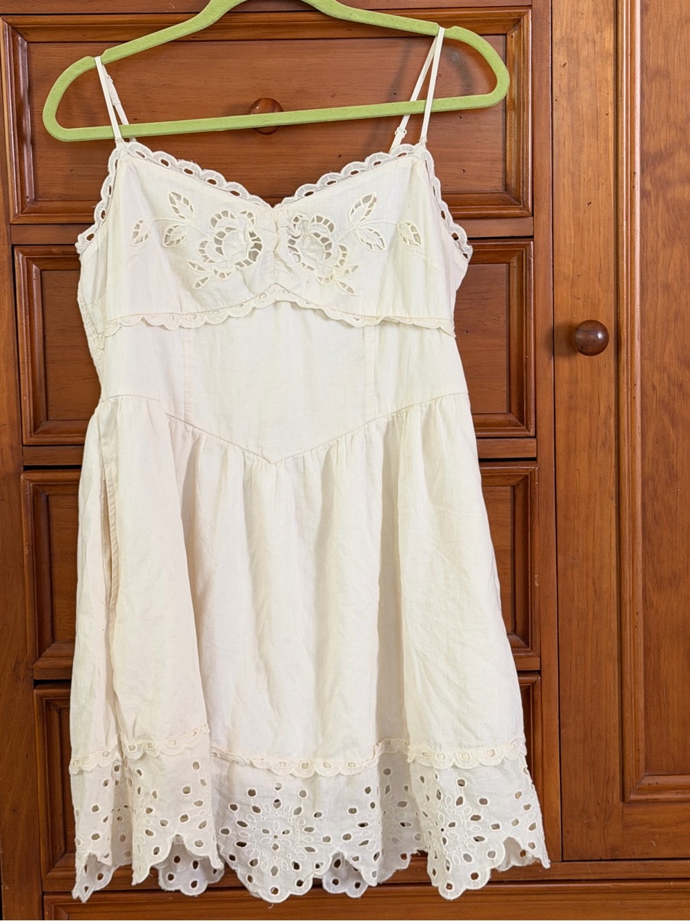 American Eagle Cream Eyelet Sundress with Spaghetti Straps